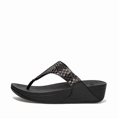 Fitflop Lulu Silky Weave Toe-Post - Sandalen Damen - Schwarz (KYS987524)